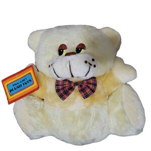 Vintage Teddy Bear 11 inch Plush Pick a Pet Plaid Bowtie Flat Stuffed Animal Toy